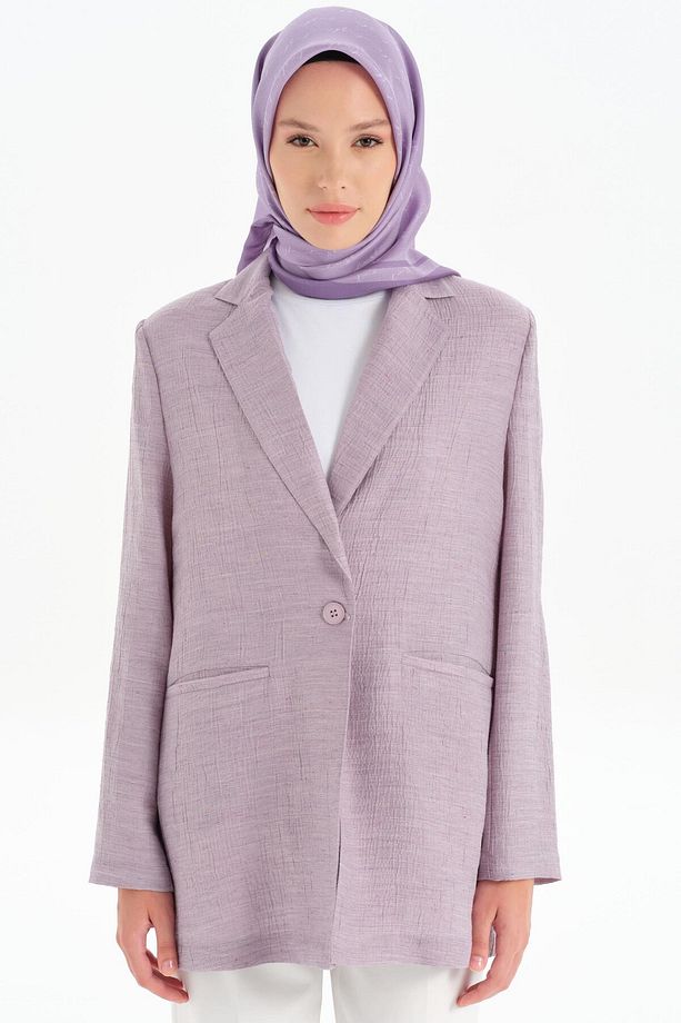 Tek Düğmeli Ceket - Lila - 3