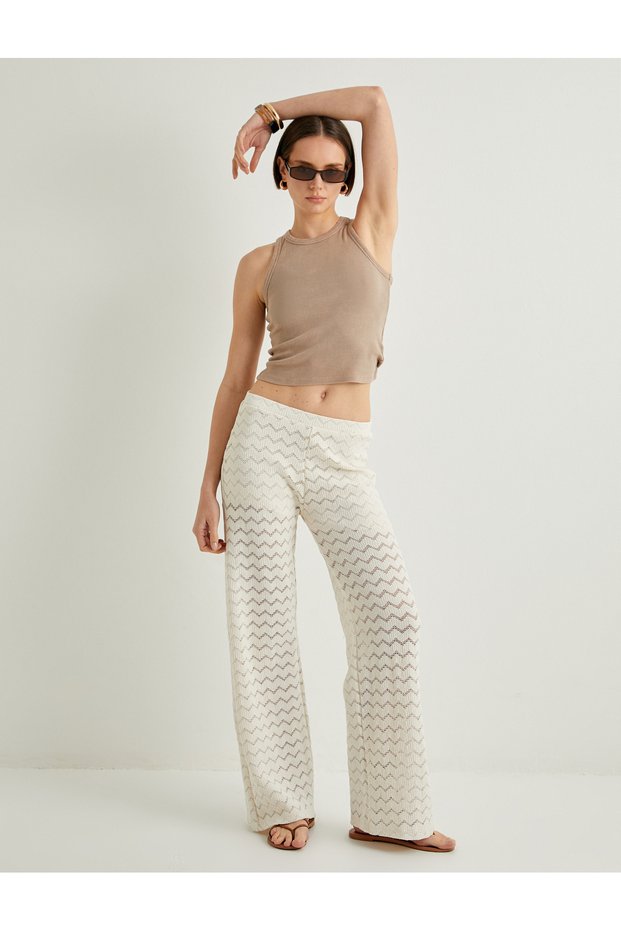 Crochet Trousers Wide Leg Standard Waist Short Lined