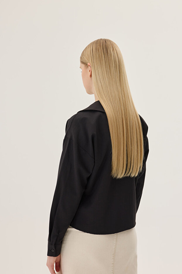 Bebe yaka gömlek - siyah - 6