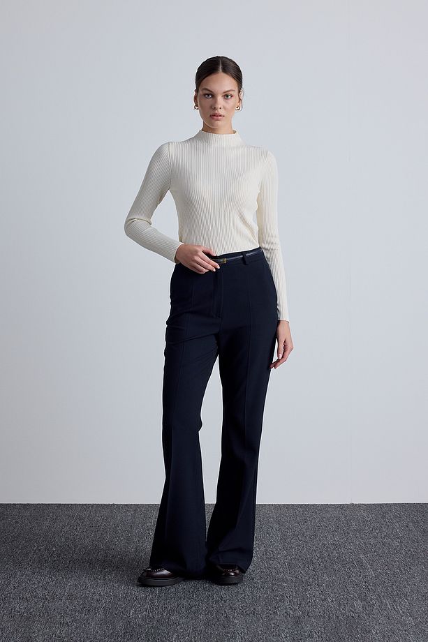 FLARE PAÇA KLASİK PANTOLON LACİVERT - 4
