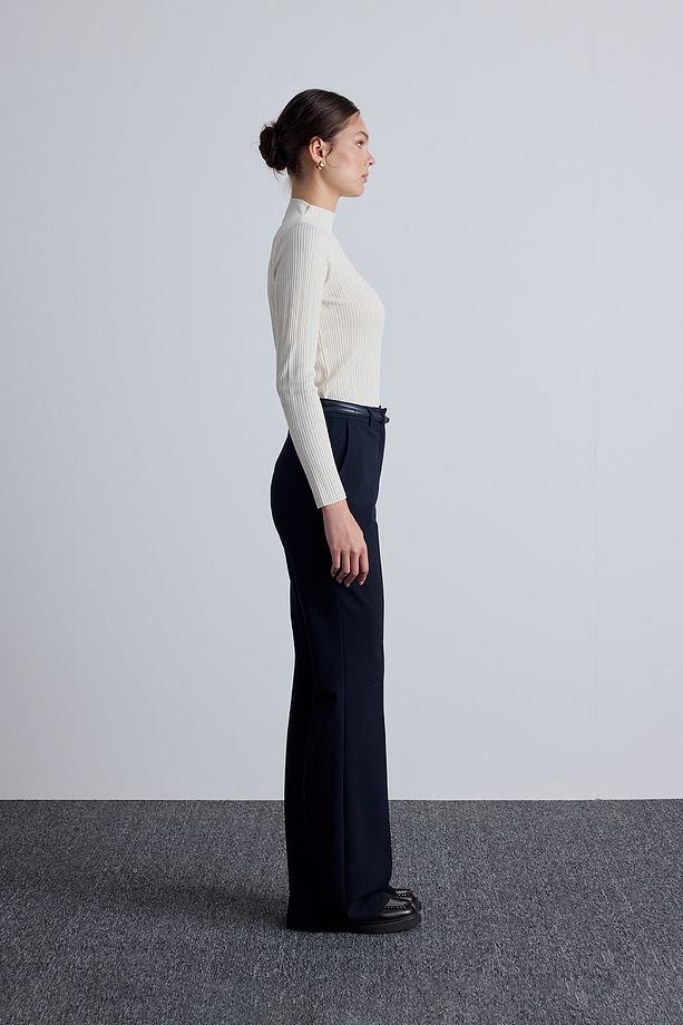 FLARE PAÇA KLASİK PANTOLON LACİVERT - 5