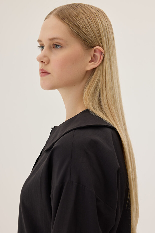 Bebe yaka gömlek - siyah - 4