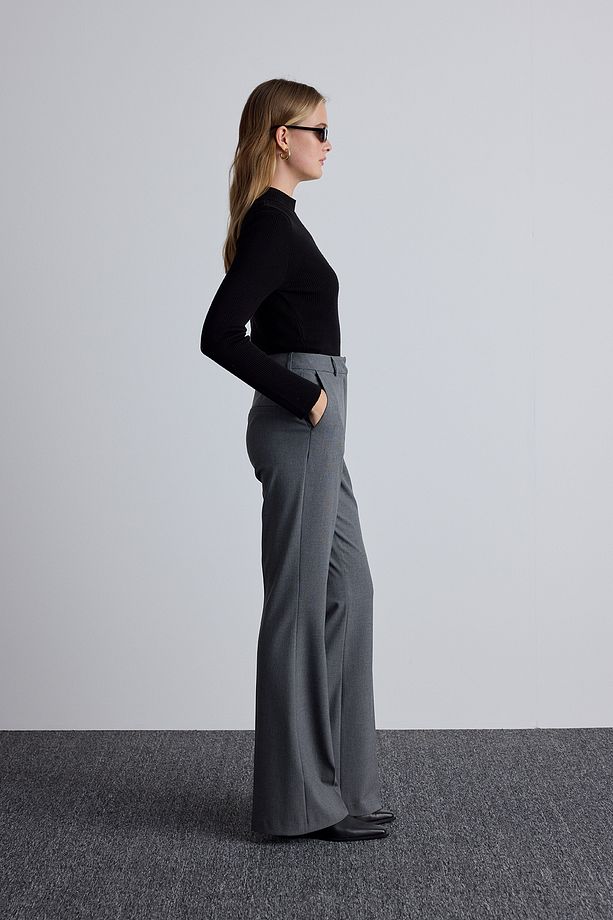 FLARE PAÇA KLASİK PANTOLON GRİ - 5
