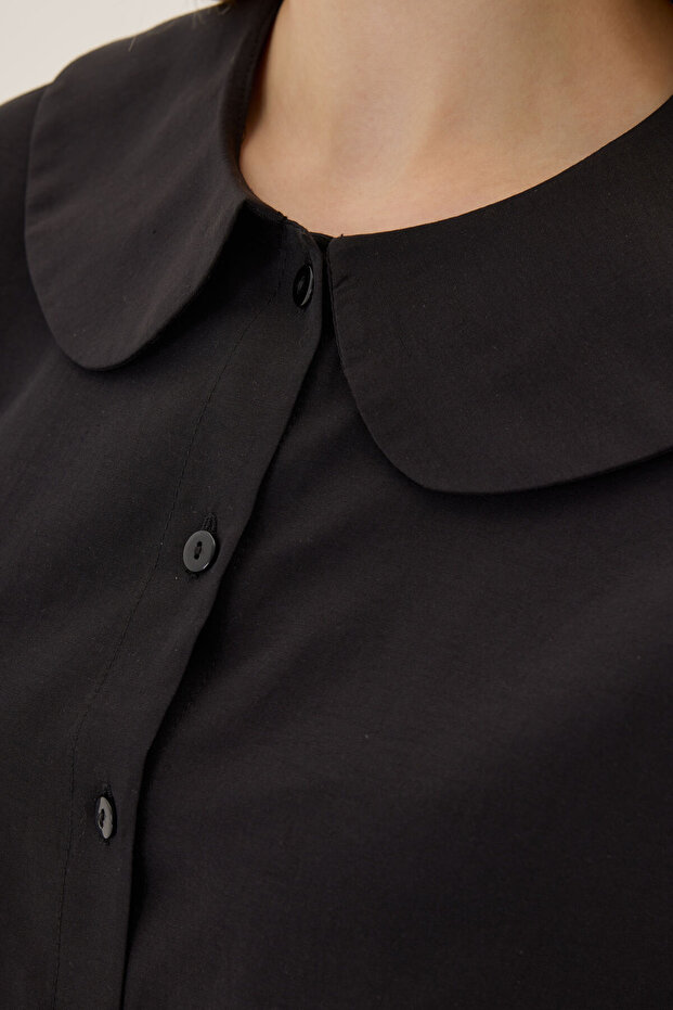 Bebe yaka gömlek - siyah - 5