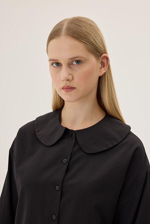 Bebe yaka gömlek - siyah - 2