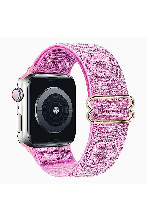 Apple Watch Series 10 42mm ile Uyumlu Simli Esnek Hasır Örgü Kordon Kayış - KY44-1 - 1