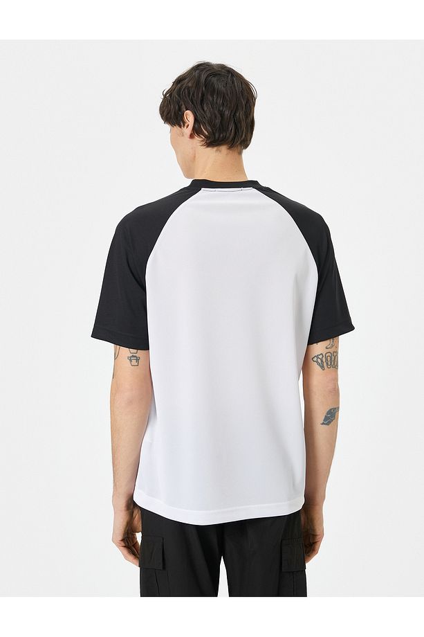 Oversize Tişört Slogan Baskılı Bisiklet Yaka Reglan Kollu - 4