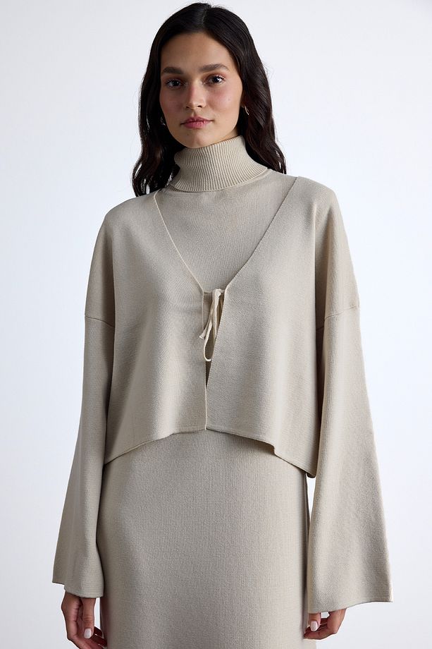 BAĞCIKLI TRİKO HIRKA BEJ - 6