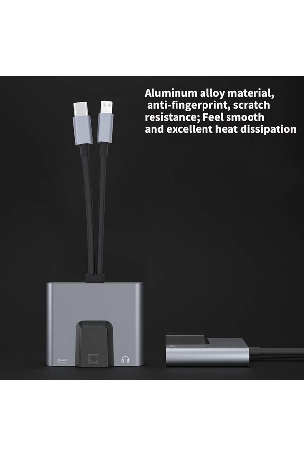 İphone ile Uyumlu Lightning/Type-C Telefon/Tablet Ethernet  Adaptörü,RJ45 Adaptörü Zr815 - 3