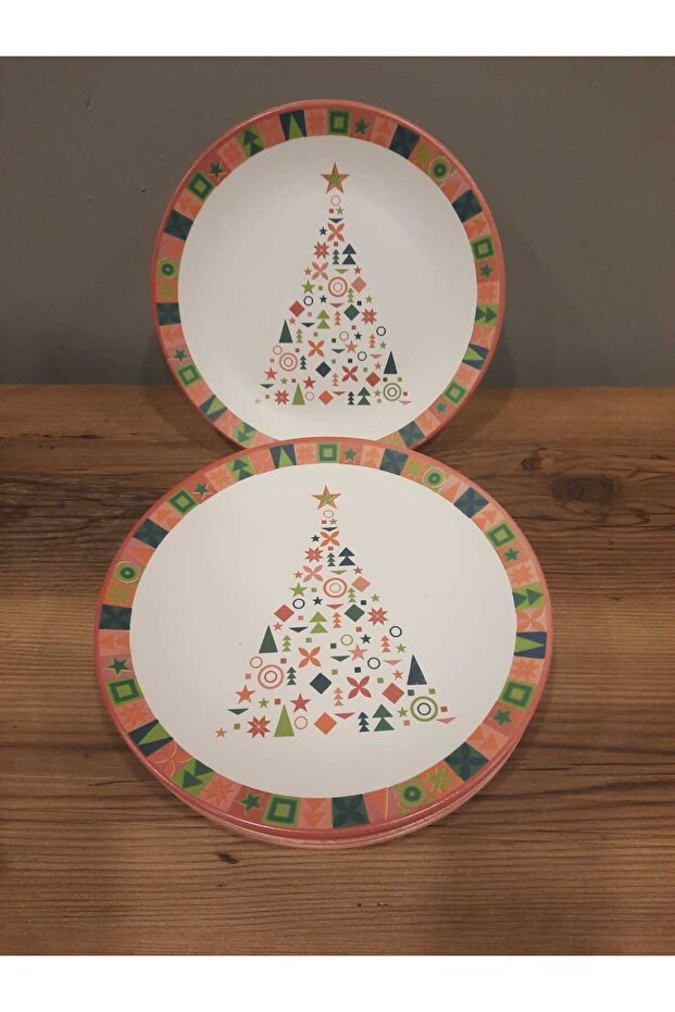 KERAMİKA SERVİS TABAĞI 26 CM 6 ADET MAT DESENLİ YILBAŞI - 7