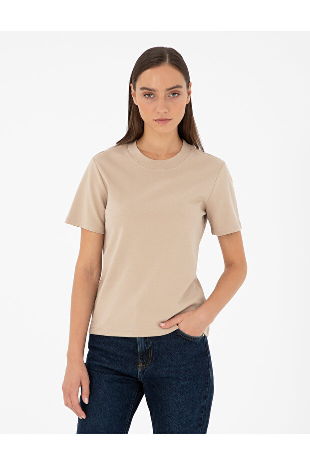 Bej Basic Tişört 50303243-VR011 - 1