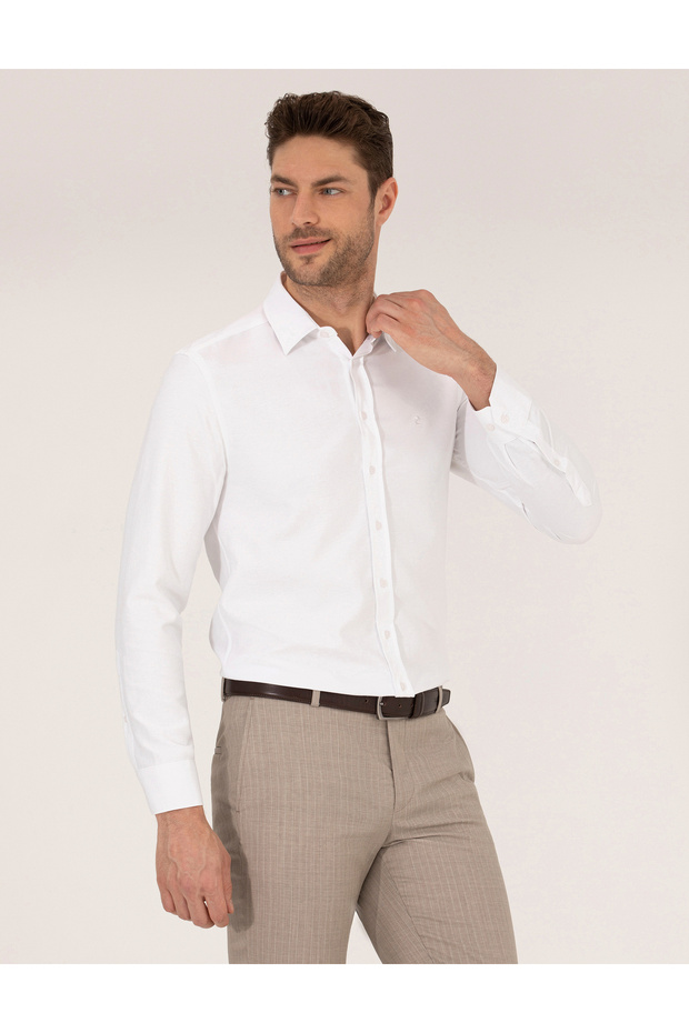 White Slim Fit Oxford Shirt 50268227-Vr013