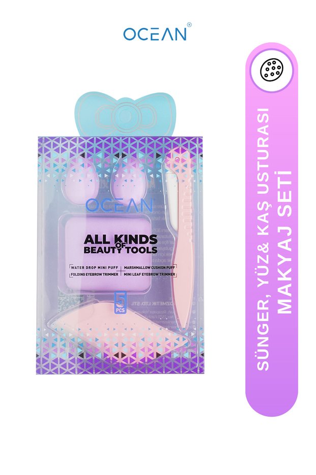 Makeup Sponge & Face, Eyebrow Razor Set 5 Pieces