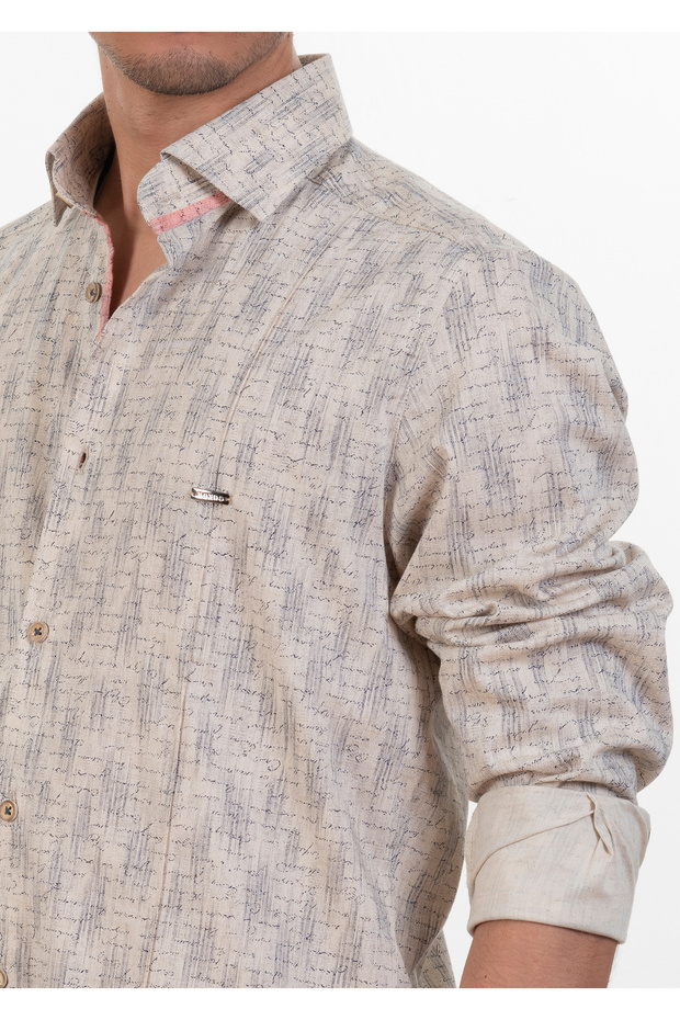 Desenli Bej Gömlek - 3