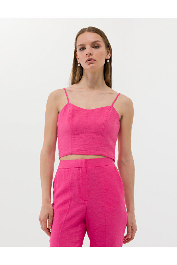 Pink Crop Top Sleeveless Blouse 50269351-Vr023