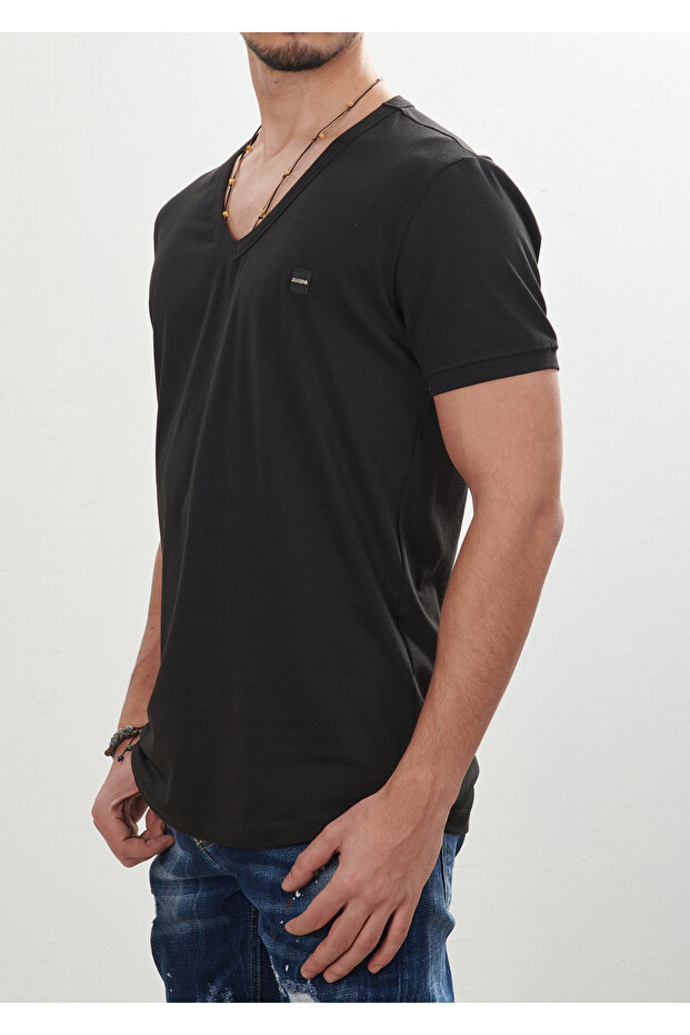 Basic Derin Yaka T-Shirt - 3