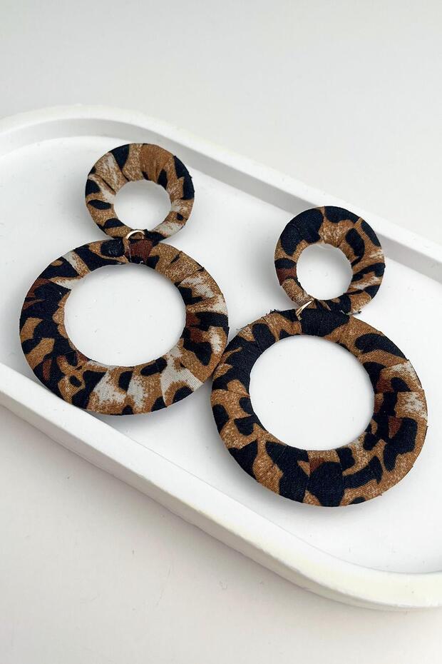 Ring Detail Leopard Dangle Earrings (7cm) - 1