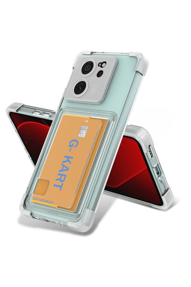 Xiaomi Mi 13t Pro - Case Airbag Design Transparent Card Holder G-Card Cover - Transparent