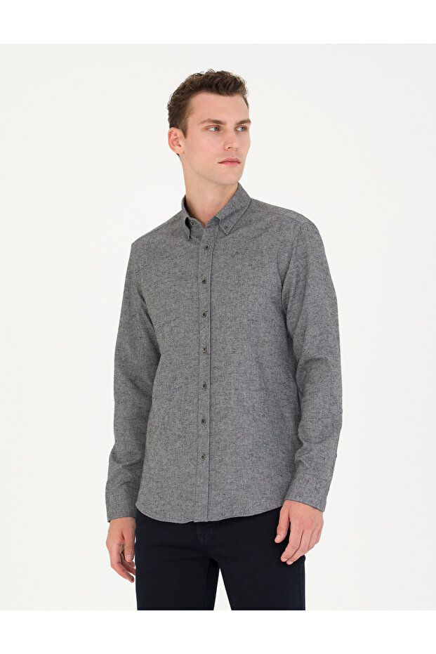 Gray Slim Fit Long Sleeve Shirt 50274660-Vr024