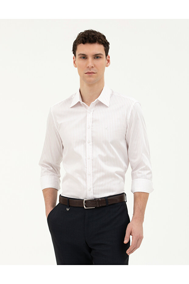 Light Pink Slim Fit Long Sleeve Shirt 50283505 -Vr078