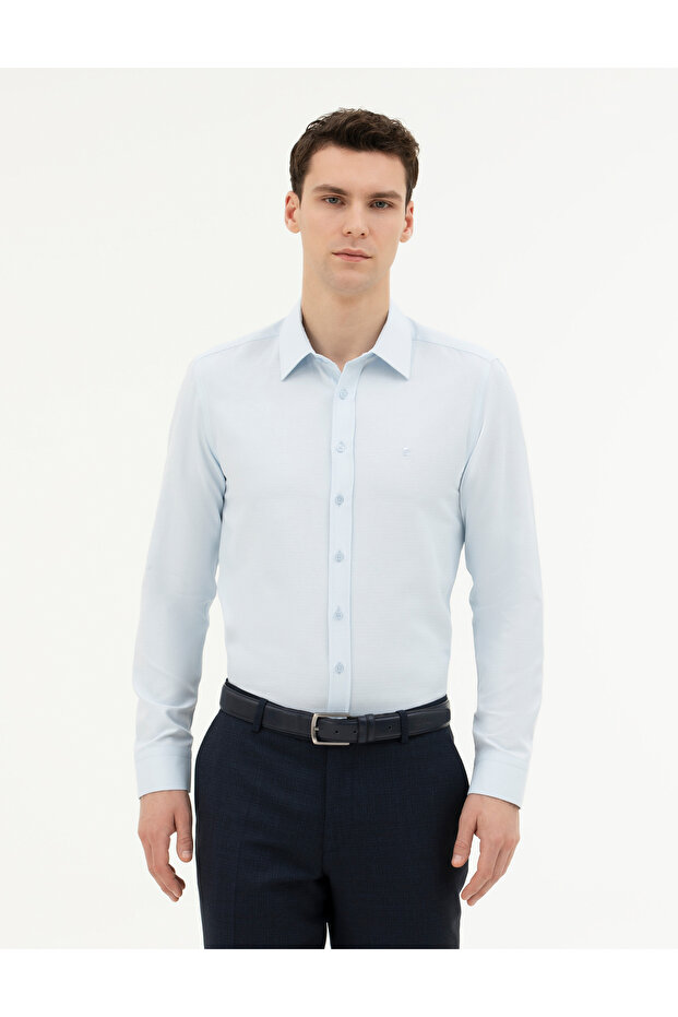 Light Blue Slim Fit Long Sleeve Shirt 50282976-Vr003