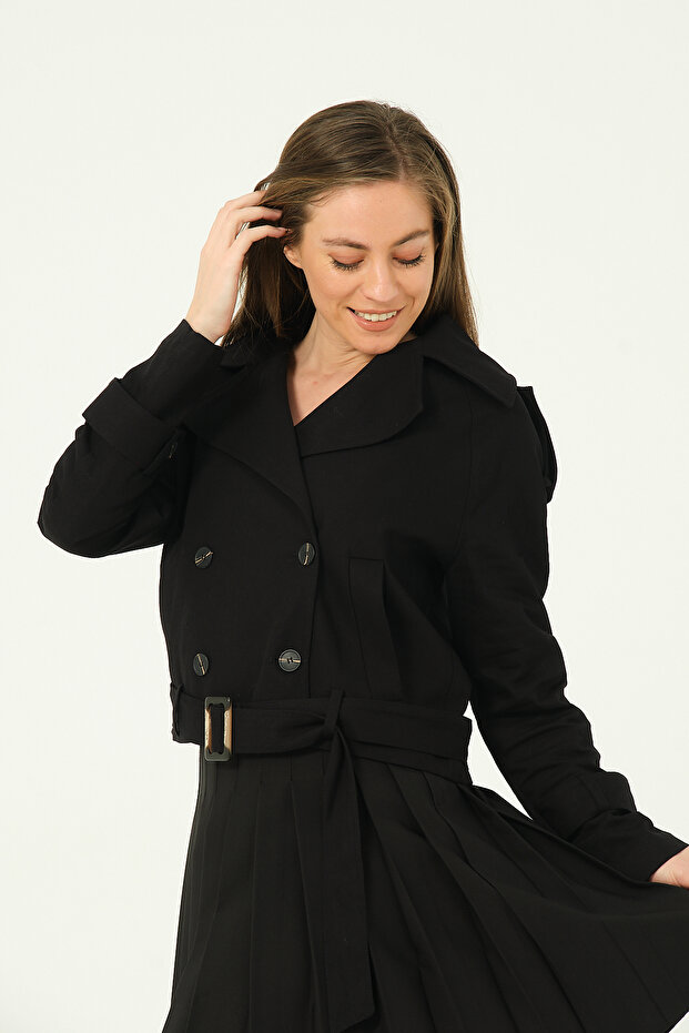 Oversize Kısa Trençkot - 4