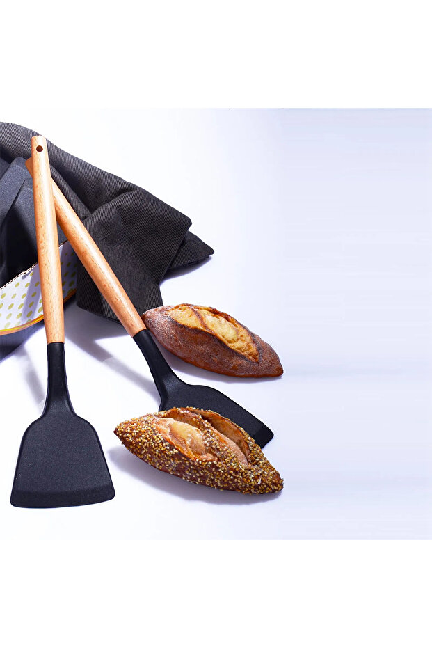32 cm Bambu Saplı Silikon Spatula - 1