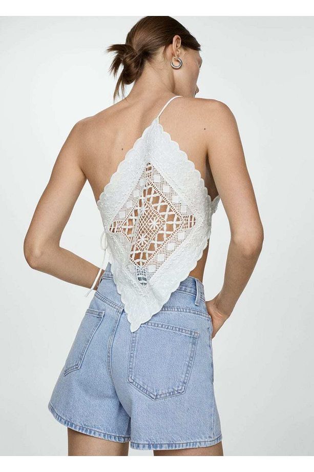 Yüksek belli denim şort - 4