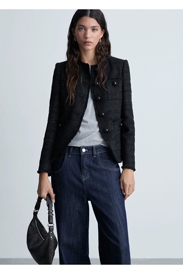 Tweed jacket with pockets - 1