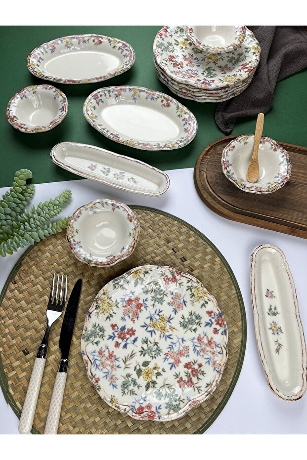 Fulya Mira Breakfast Set for 6 People 14 Pieces Fly14Kahprs1060