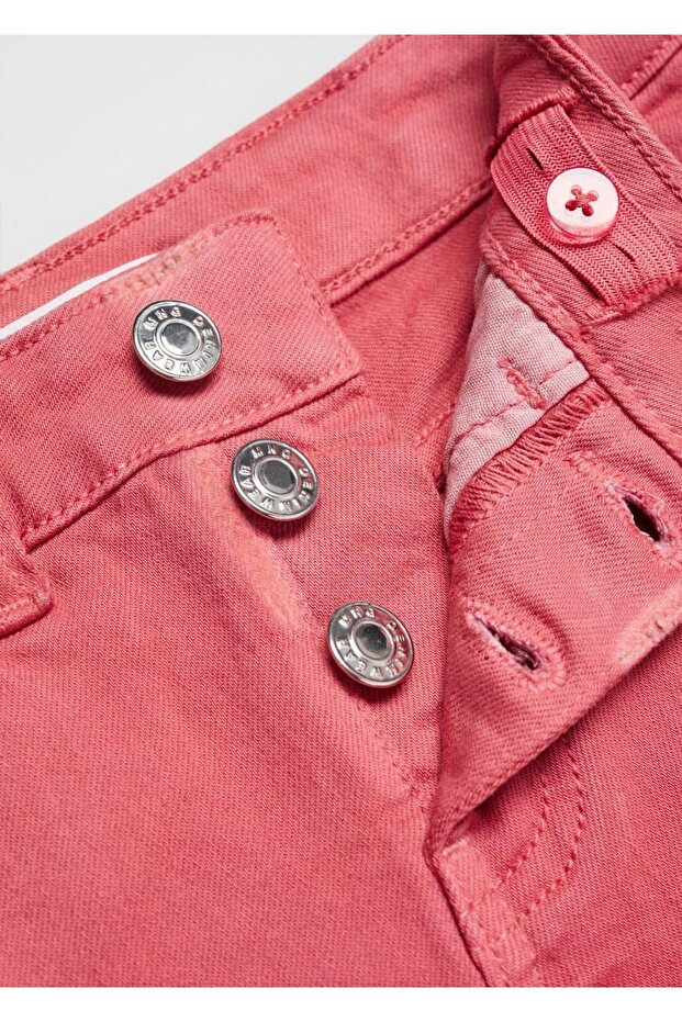 Düğmeli Kot Şort - 4