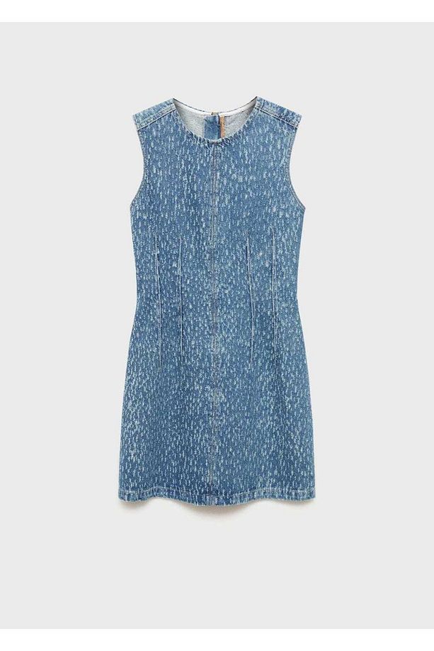 Yırtıklı kısa denim elbise - 3