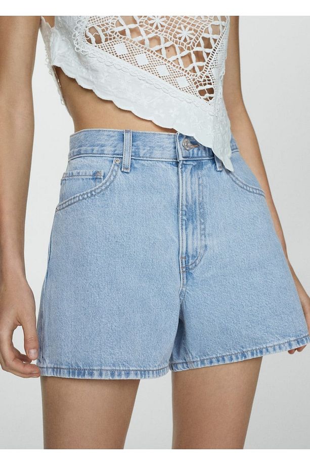 Yüksek belli denim şort - 7