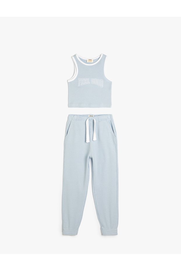 Tracksuit Set Pants and T-Shirt with Suspenders 2 Piece Set Textured Cotton