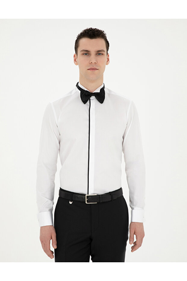 White Slim Fit Tuxedo Shirt 50286241-Vr013