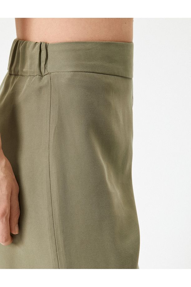 Yüksek Bel Geniş Paça Pantolon Modal Kumaş - 5
