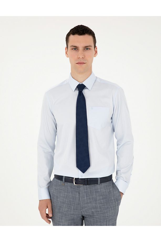Açık Mavi Regular Fit Uzun Kollu Basic Gömlek 50286106-VR003 - 3