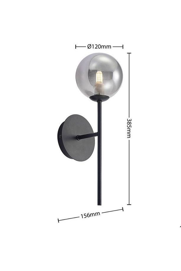 Modern Tasarım Aplik 1 Adet Elektrikle Çalışır Camlı Duvar Aplik Siyah Füme Camlı - 4