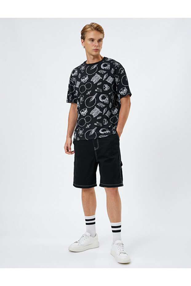 Cargo Shorts Pocket Sewing Detailed Buttoned Cotton