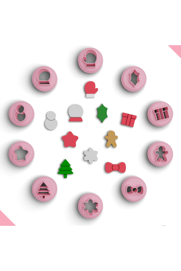 New Year's Mini Polymer Clay Cutter Pack, 10 Model Polymer Clay Molds, No: 961