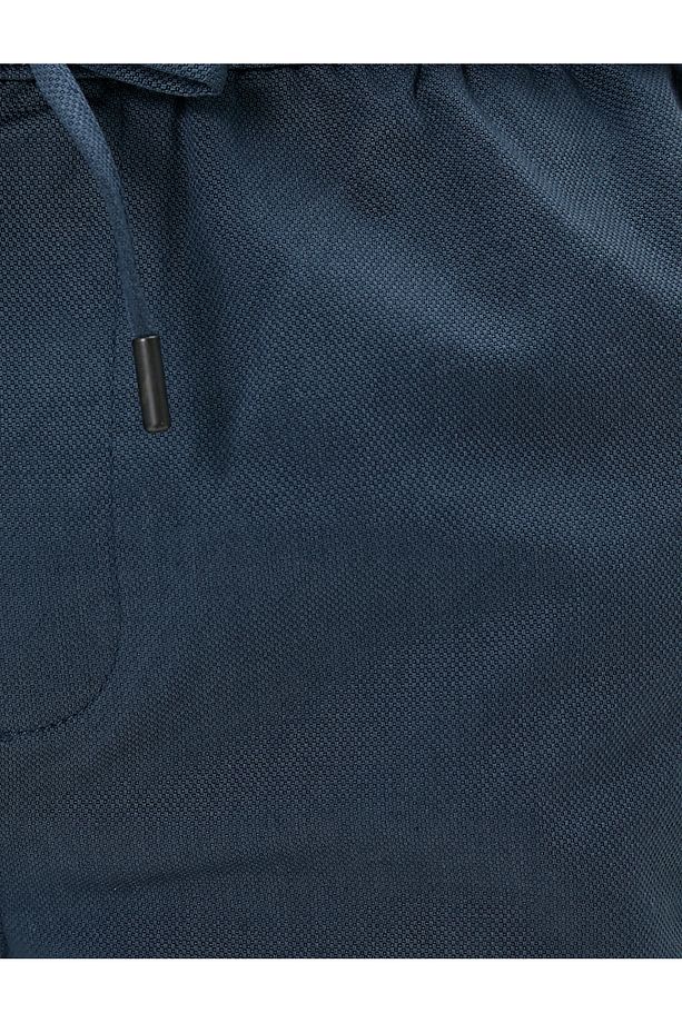 Basic Dokuma Şort Katlı Paça Beli Bağcıklı Cepli - 6