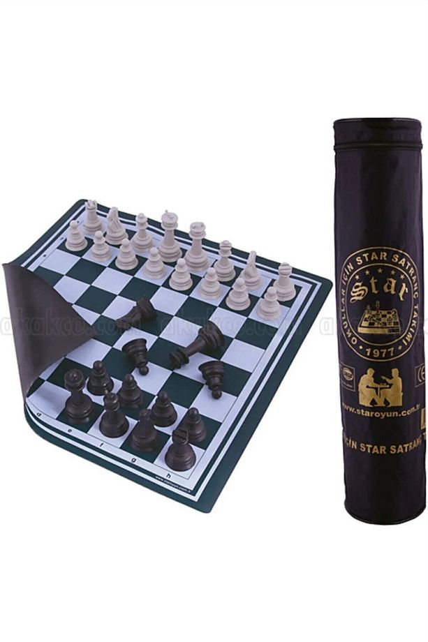 Çantalı Rulo Satranç Seti Takımı Büyük Boy 45x45cm Turnuva Satranç Takımı Okul Satranç Takımı - 4