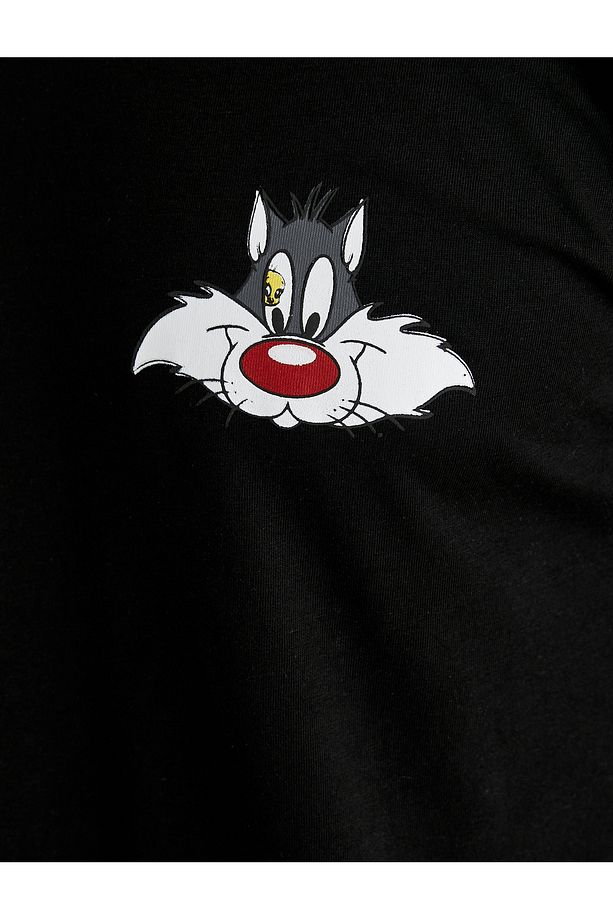 Sylvester Tişört Lisanslı Oversize Kısa Kollu Bisiklet Yaka Pamuklu - 6