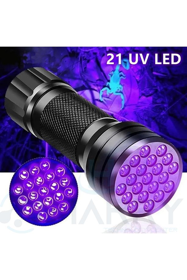 2 Adet Ultraviyole Fener, Mor Işıklı 21 Led'li Hayvan Dışkı Bakteri Para Kontrol UV El Feneri - 2