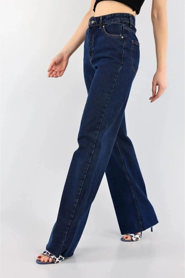 Navy Blue Super High Waist Palazzo Wide Leg Jeans Women's Wide Leg Jeans