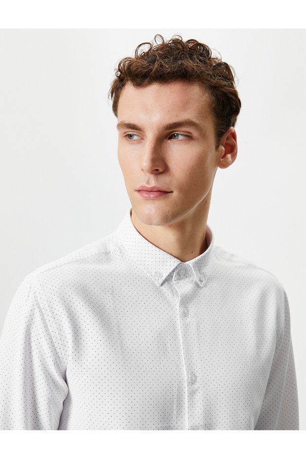 Polka Dot Shirt Long Sleeve Classic Collar Buttoned