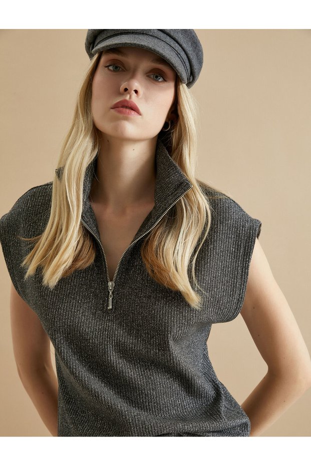 X Şahika Ercümen - Half-Zip Glitter Sweater