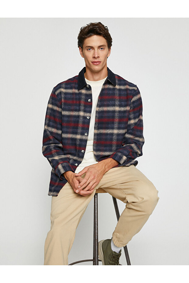 Plaid Lumberjack Shirt with Collar Detail