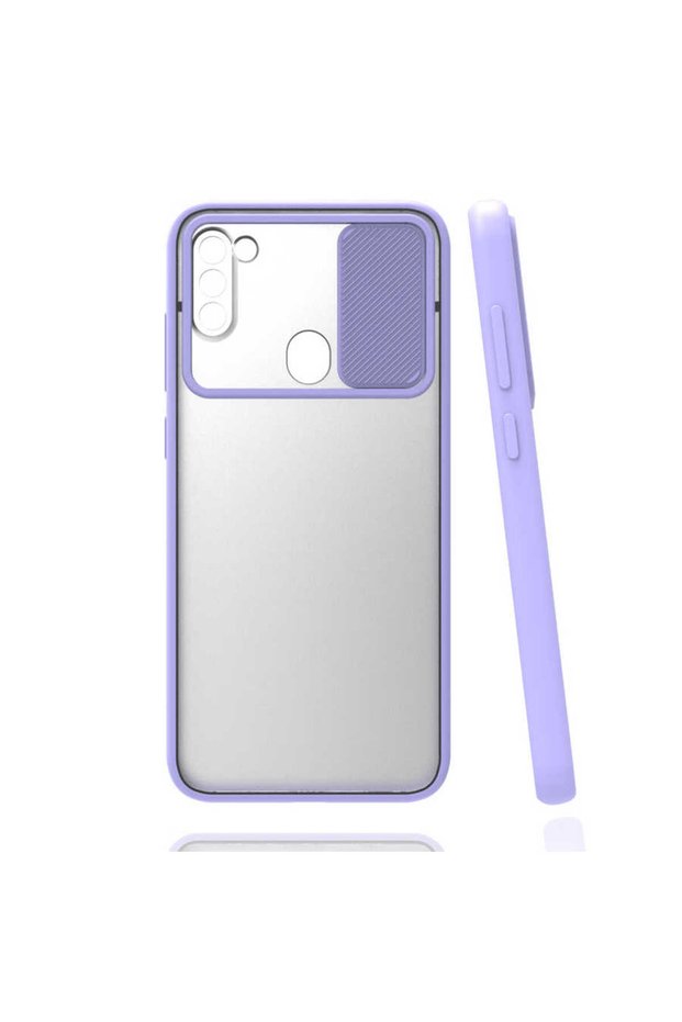 Galaxy M11 - Case Slide Sliding Back Frosted Lens Cover - Lilac