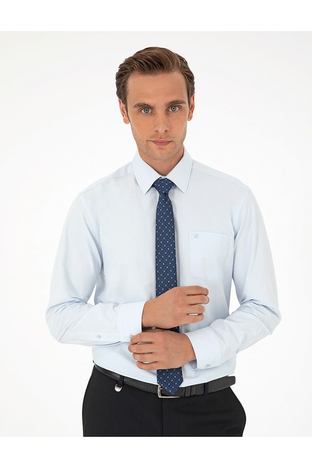 Açık Mavi Regular Fit Uzun Kollu Basic Gömlek 50292551-vr003 - 3